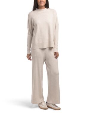 SPLENDID Beige Knit Lounge Set - Neutral Two-Piece mock neck sweater pants NWOT